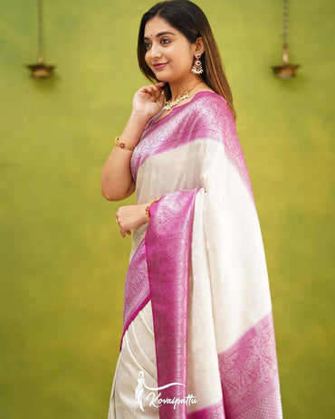 Women Zari Work Kanjivaram Silk Designer Saree